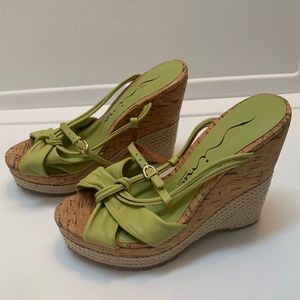 Nina Leather and Cork Wedges